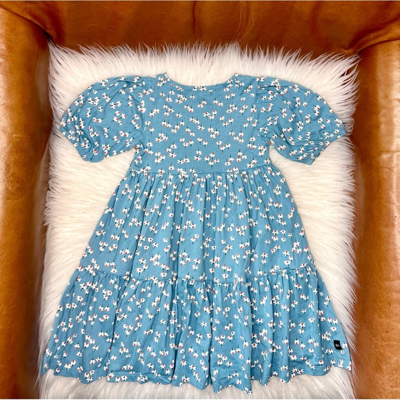 Tea Collection - Flowy Tiered Midi Dress - Mexican Hat Floral in Blue - Picture 3 of 12